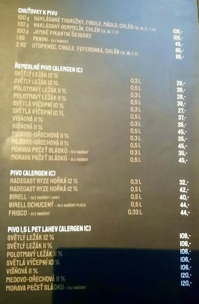 Menu_Pivovárek Morava_Frýdek-Místek_image_1