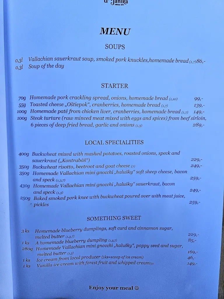 Menu_Valašská hospoda U Janíka - restaurace Frenštát_Frenštát pod Radhoštěm_immagine_3