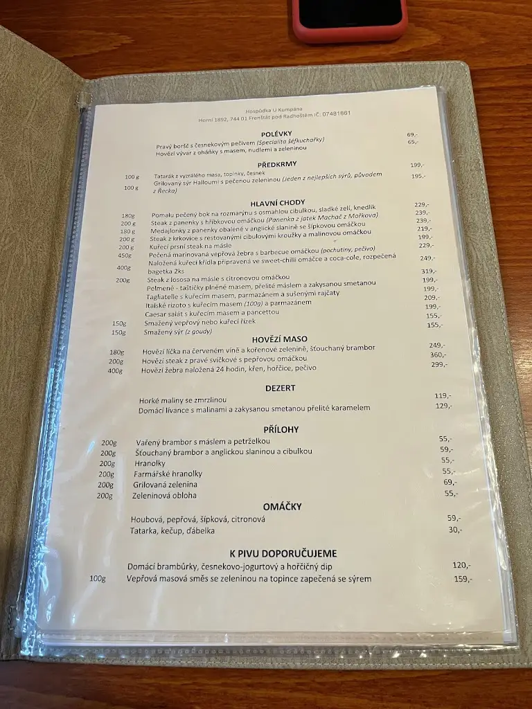 Menu_U Kumpána_Frenštát pod Radhoštěm_immagine_1