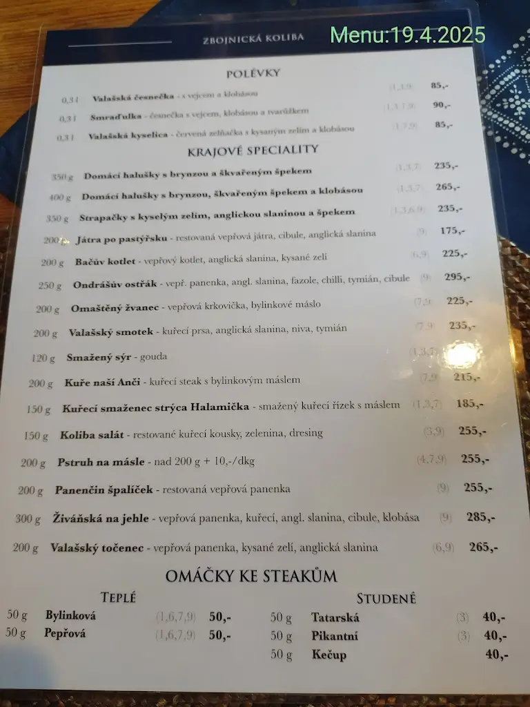 Menu_Zbojnická Koliba_Frenštát pod Radhoštěm_image_4