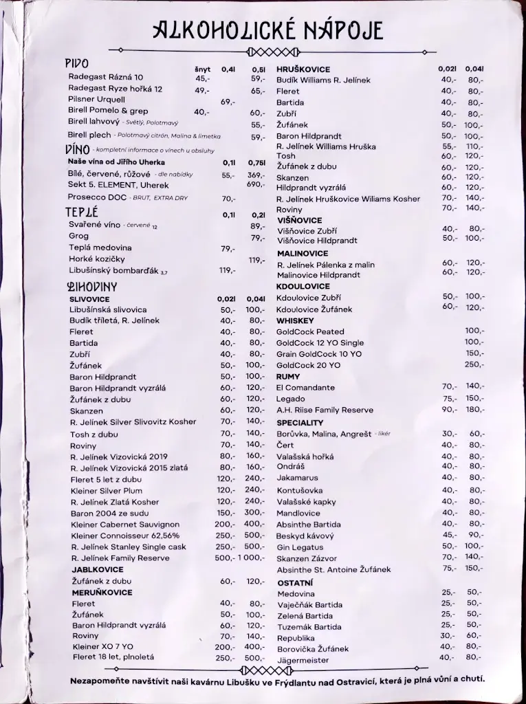 Menu_Cottage Libusin_Frenštát pod Radhoštěm_image_1