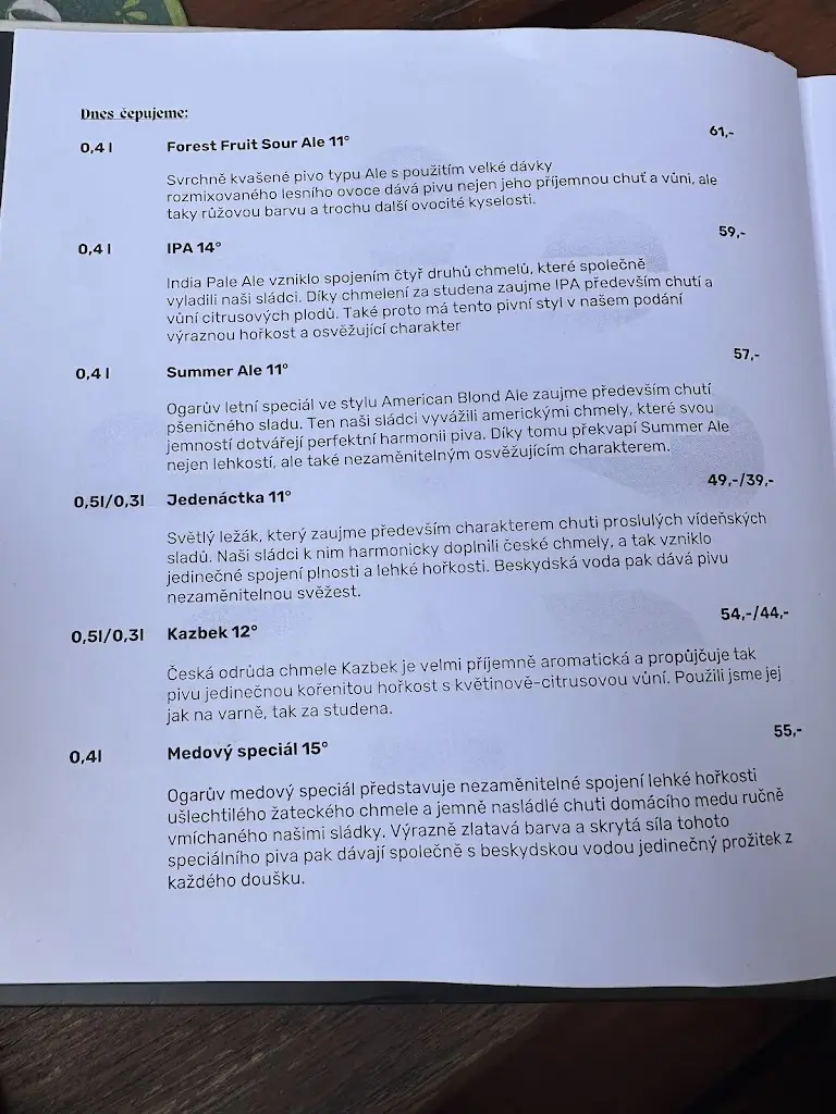 Menu_OGAR pivovar a hospůdka_Frenštát pod Radhoštěm_image_3