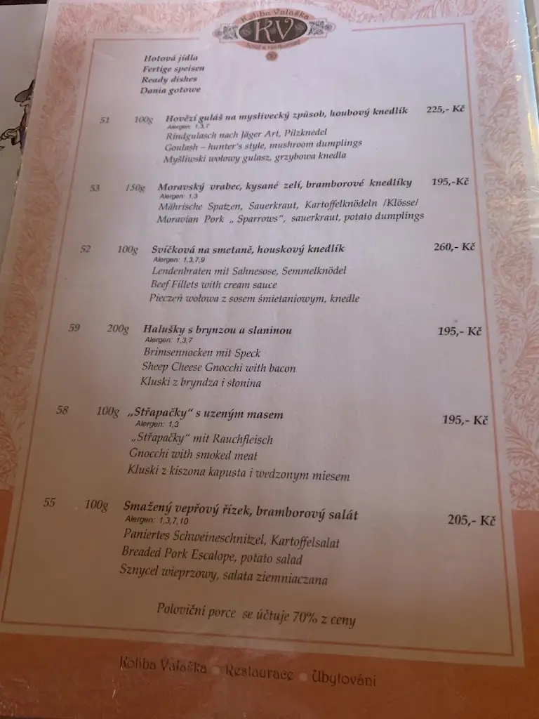 Menu_Koliba Valaška_Frenštát pod Radhoštěm_image_4