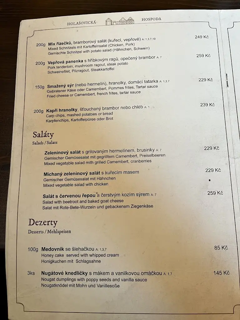 Menu_Holašovická Hospoda_Holasovice_immagine_1