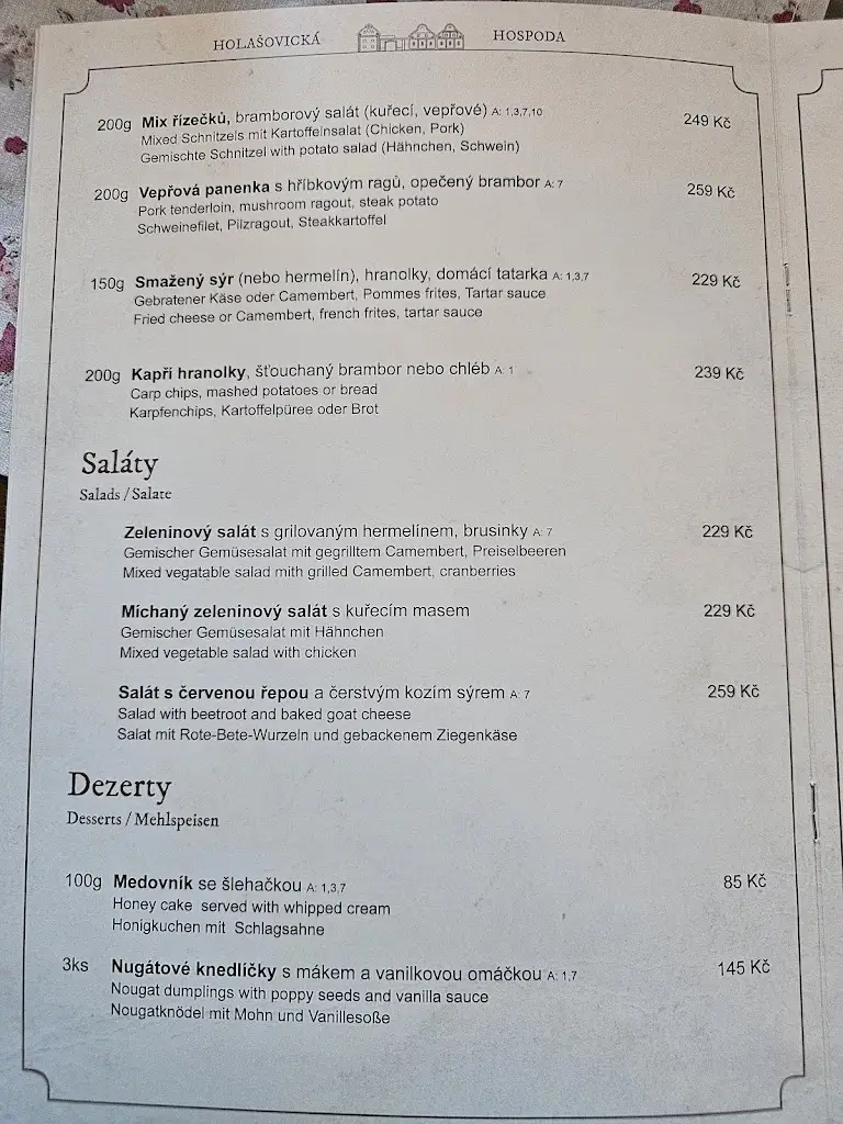 Menu_Holašovická Hospoda_Holasovice_immagine_2