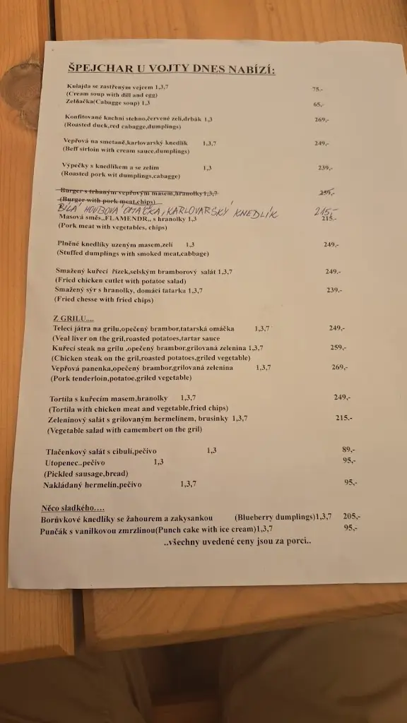Menu_Restaurace Špejchar u Vojty_Holasovice_image_1