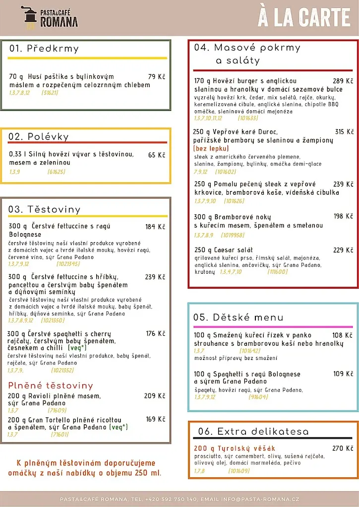 Menu_Pasta & Café Romana_Havířov_image_1