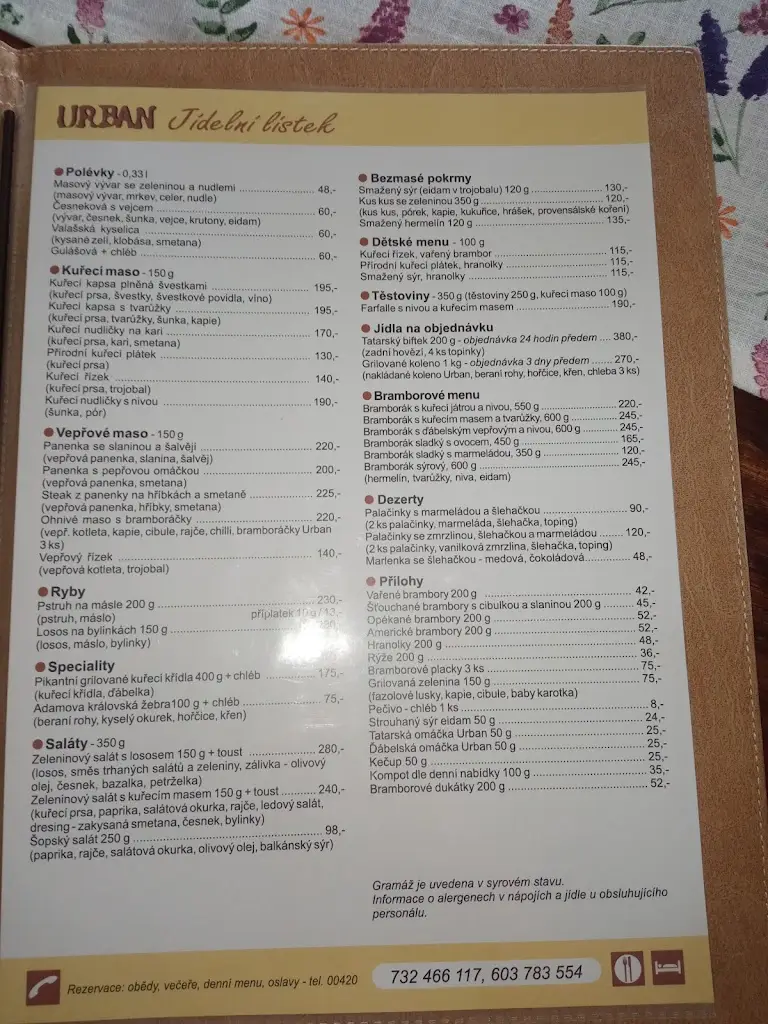 Menu_Restaurace a penzion Urban_Havířov_image_1