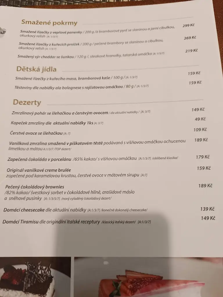 Menu_The restaurant Záguří_Havířov_image_1