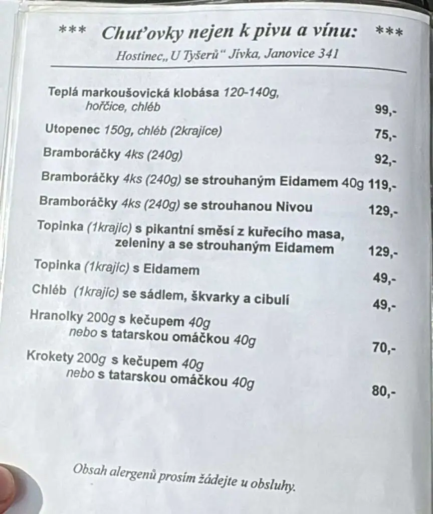 Menu_Hostinec U Tyšerů_Janovice_image_1