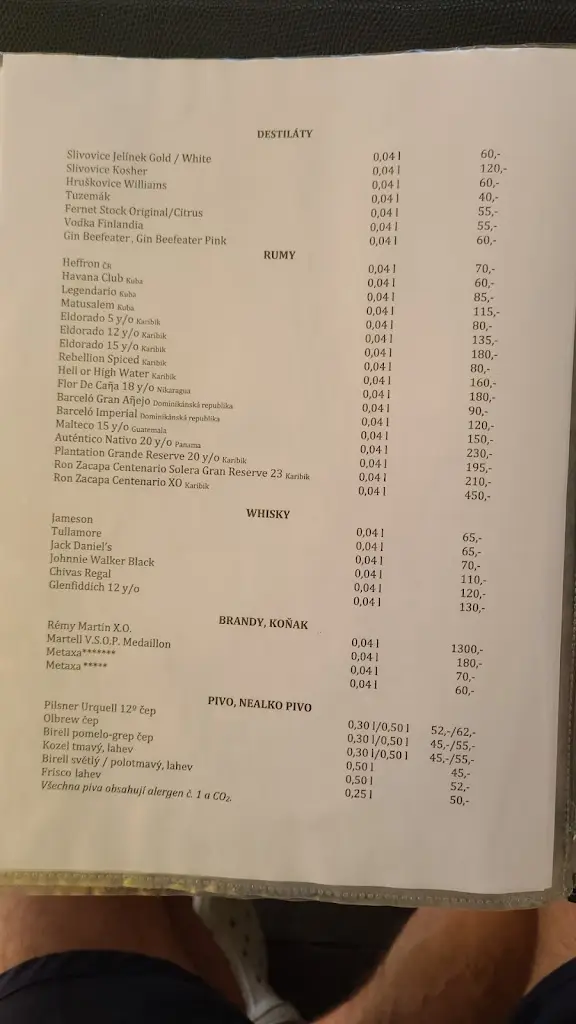 Menu_U námořníka Restaurant a penzion_Hukvaldy_immagine_1