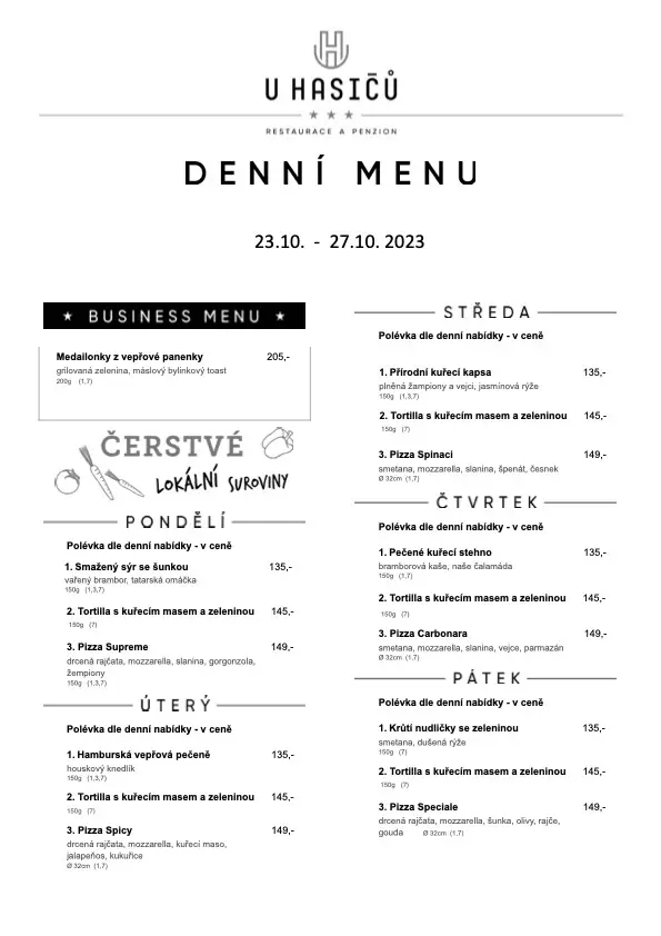 Menu_Restaurace a penzion U Hasičů_Klimkovice_immagine_1