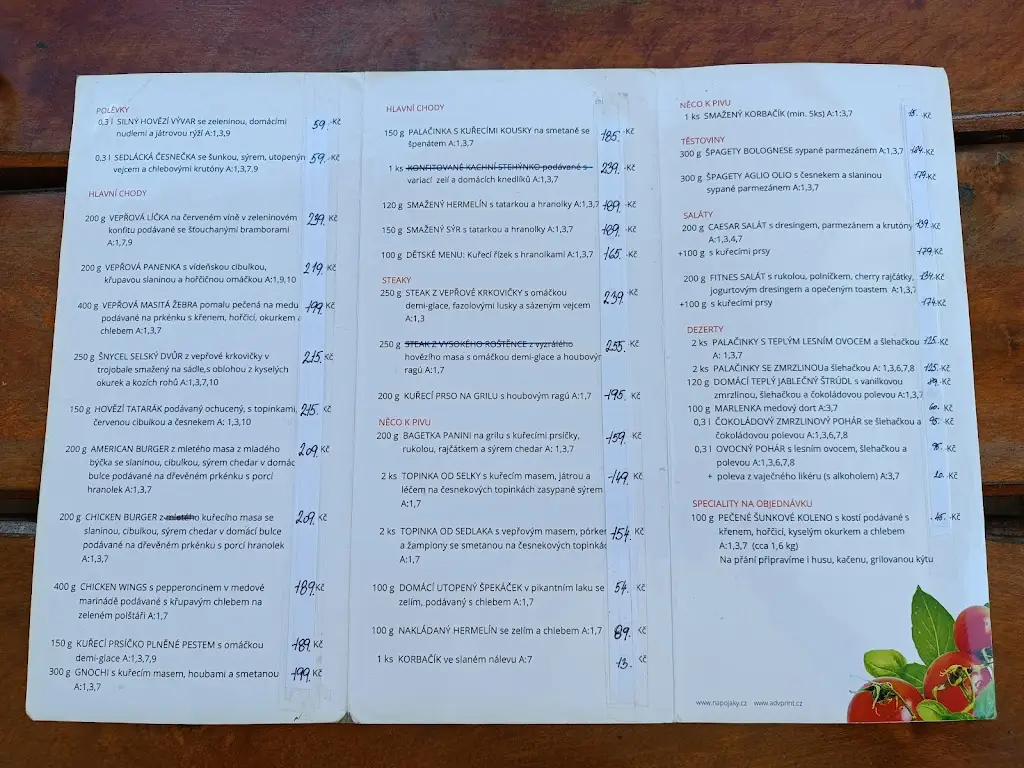 Menu_SELSKÝ DVŮR restaurant bowling_Ludgeřovice_immagine_1