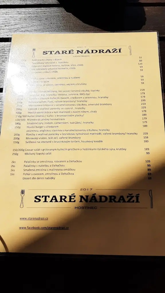 Menu_Hostinec Staré nádraží_Ludgeřovice_image_1