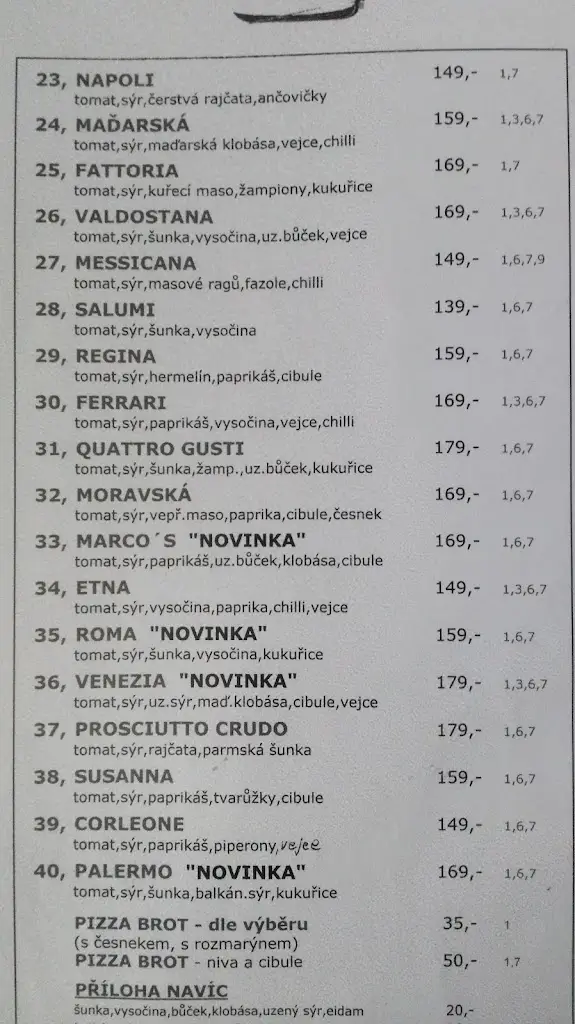 Menu_Pizerie La Gondola_Karviná_image_1