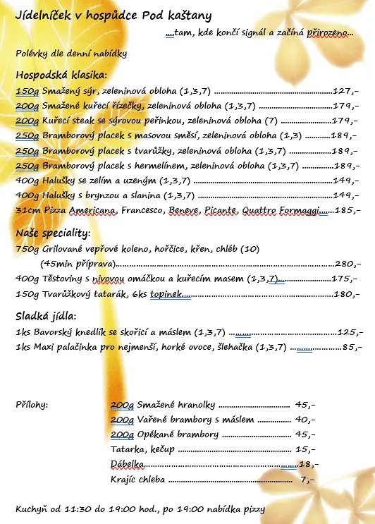 Menu_Restaurace Pod kaštany_Morávka_image_1