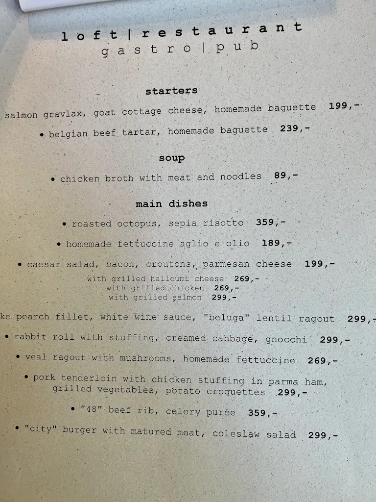 Menu_Loft restaurant_Ostrava_image_3