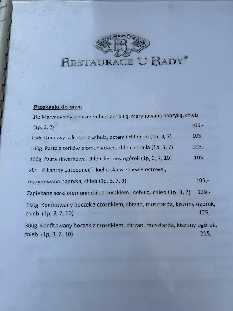 Menu_Restaurace a pivnice U Rady_Ostrava_image_1