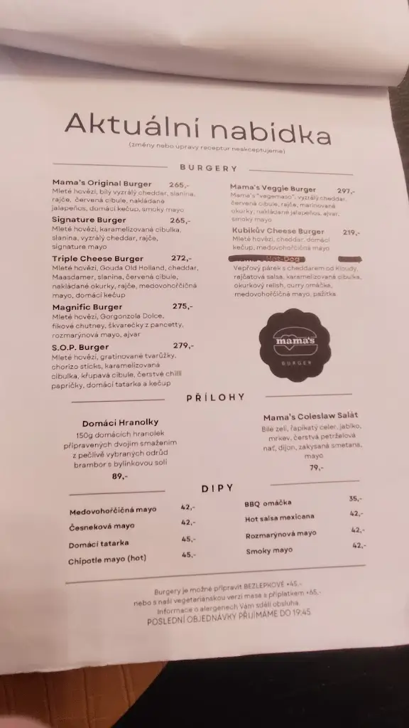 Menu_Mama's Hot Dogs, Burgers & Fries_Ostrava_image_4