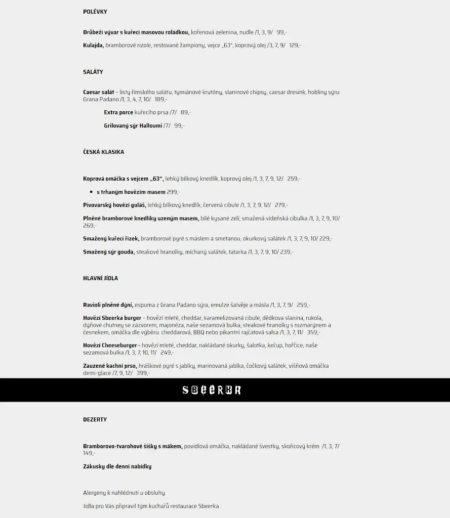 Menu_Restaurace Sbeerka_Okres Ostrava-město_image_1