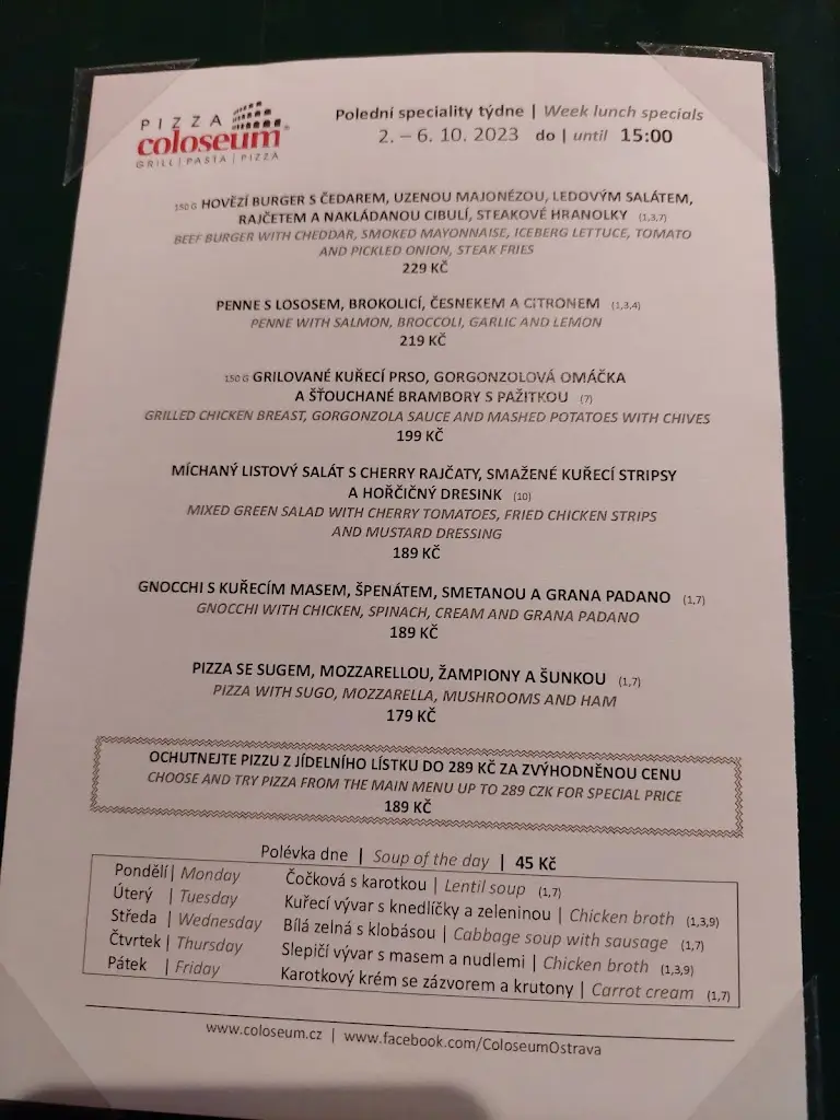 Menu_Pizza Coloseum Avion Ostrava_Okres Ostrava-město_image_1