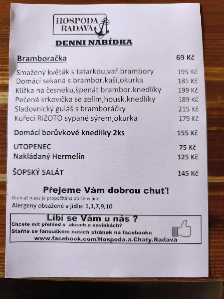Menu_Hospoda Radava_Kovářov_image_1
