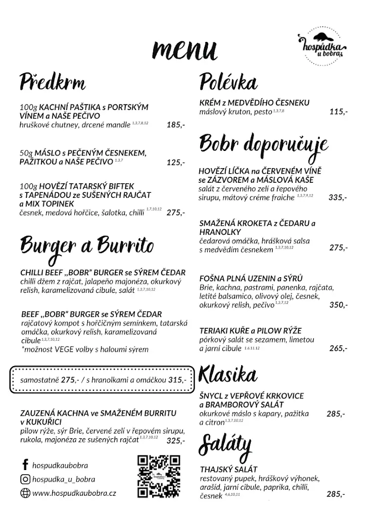 Menu_Hospůdka U Bobra_Pražmo_image_1