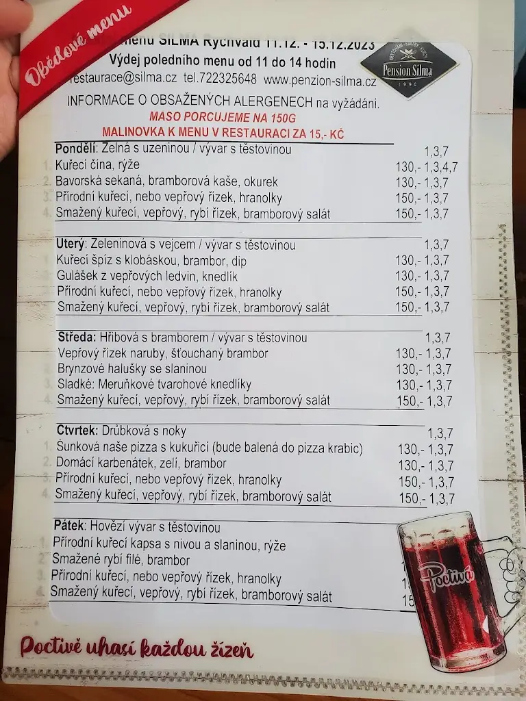 Menu_Restaurace penzion Silma_Rychvald_image_1