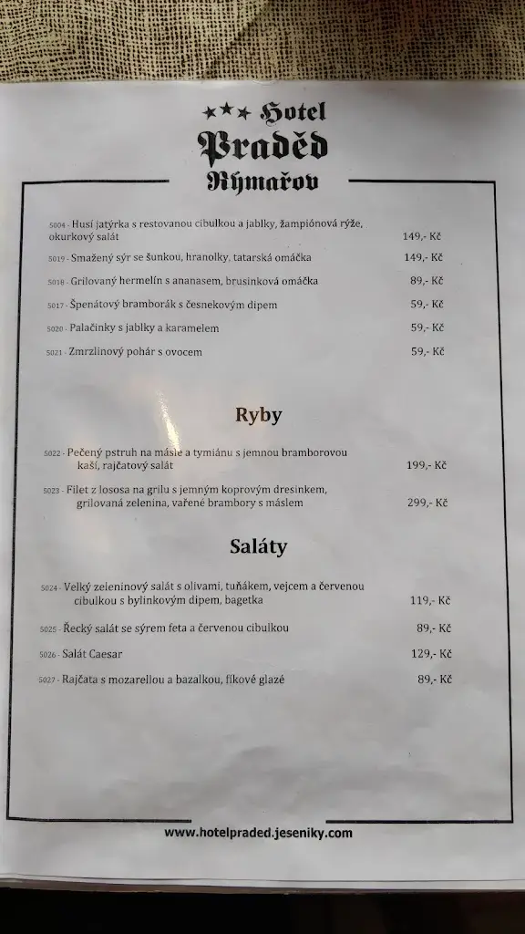 Menu_Hotel a restaurace Praděd Rýmařov_Rýmařov_image_2