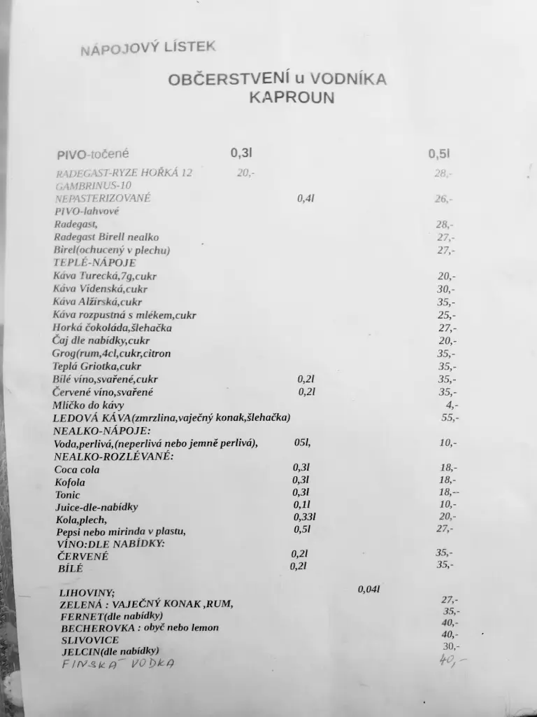 Menu_Občerstvení u Vodníka_Kunžak_image_2