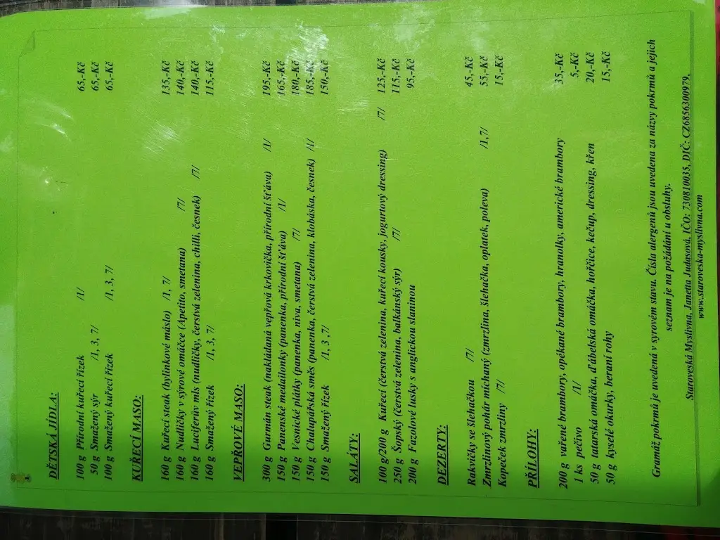 Menu_Myslivna Stará Ves nad Ondřejnicí_Stará Ves nad Ondřejnicí_image_1