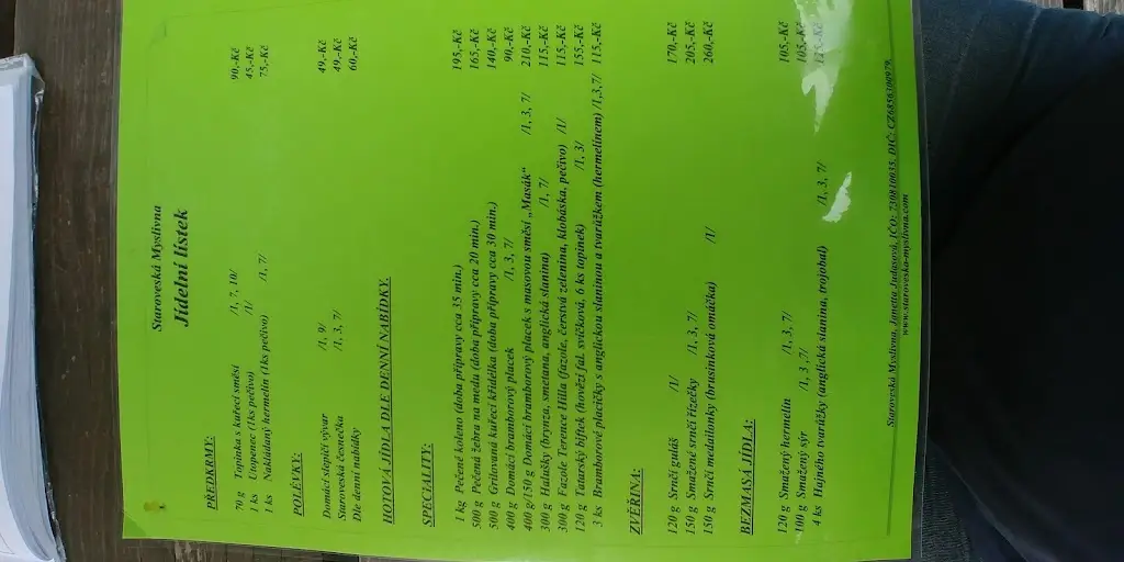 Menu_Myslivna Stará Ves nad Ondřejnicí_Stará Ves nad Ondřejnicí_image_2