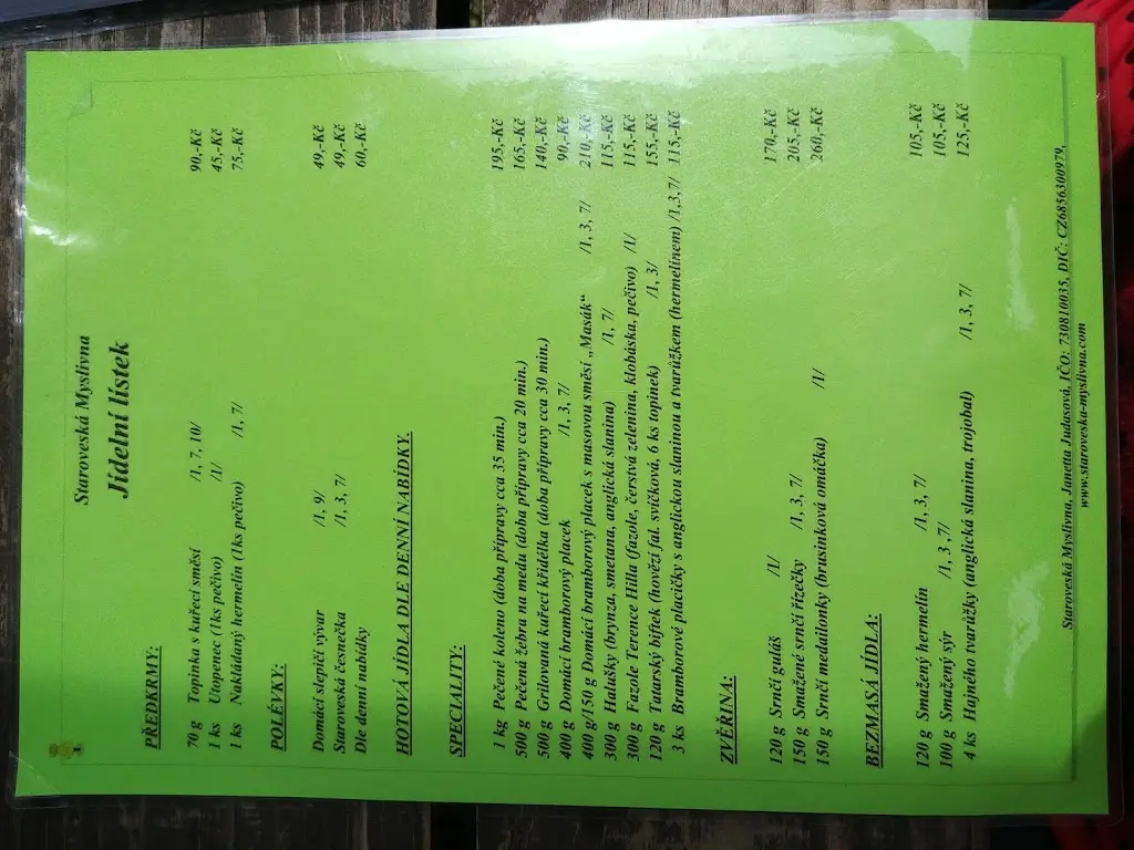 Menu_Myslivna Stará Ves nad Ondřejnicí_Stará Ves nad Ondřejnicí_image_4