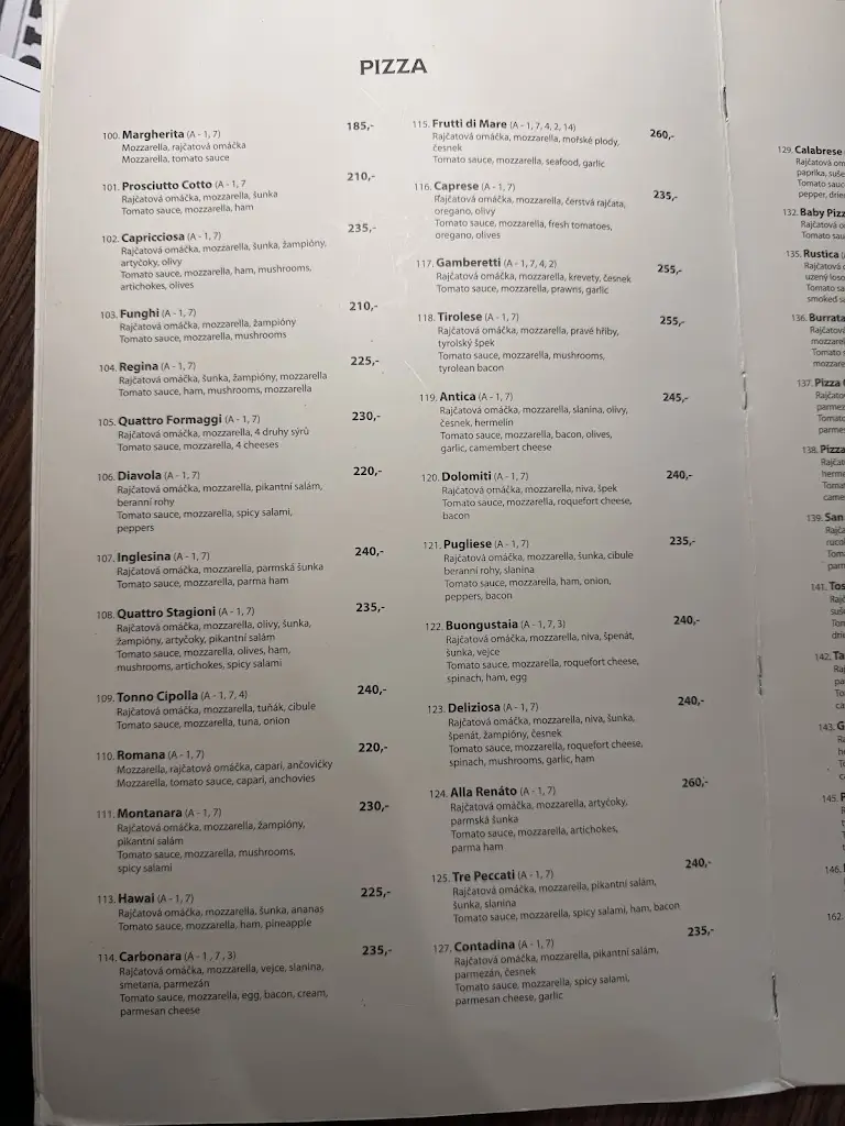 Menu_Pizzeria San Marco_Písek_image_2