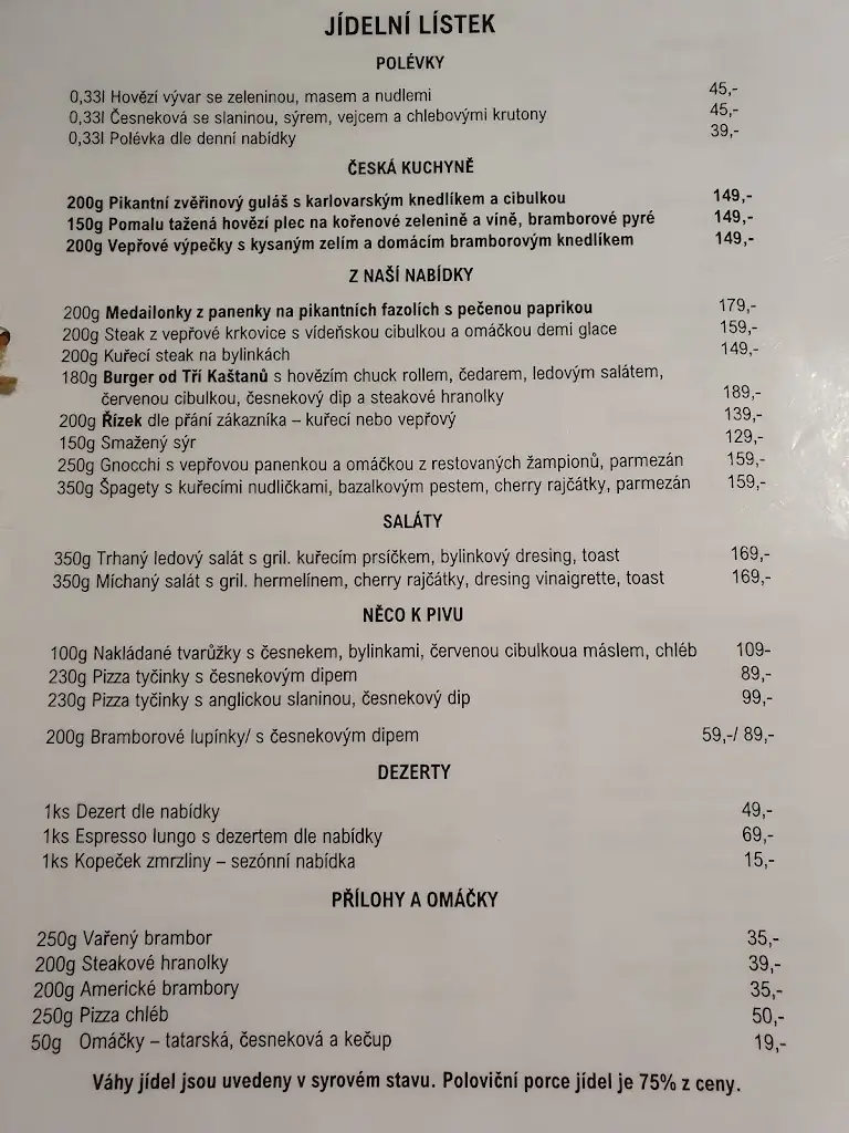 Menu_Penzion&Restaurant U Tří kaštanů_Velké Heraltice_immagine_4