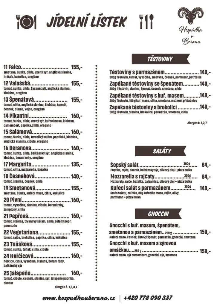 Menu_Hospůdka u Berana_Vítkov_immagine_2