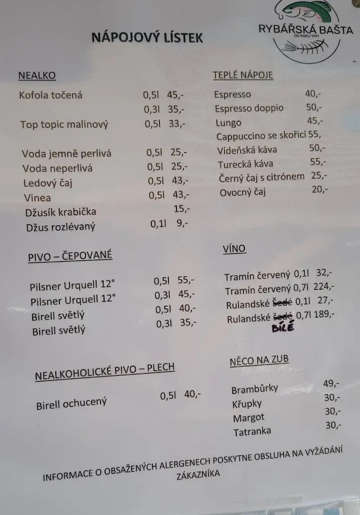 Menu_Rybářská bašta - ZNOVU OTEVŘENA !!_Vrbno pod Pradědem_immagine_1