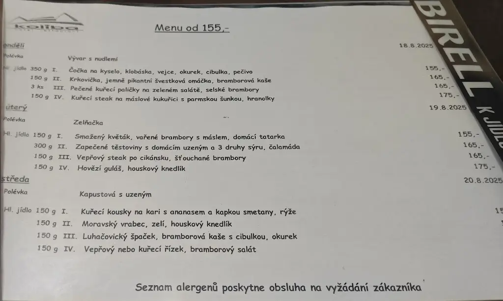 Menu_Restaurace Koliba_Vrbno pod Pradědem_image_1