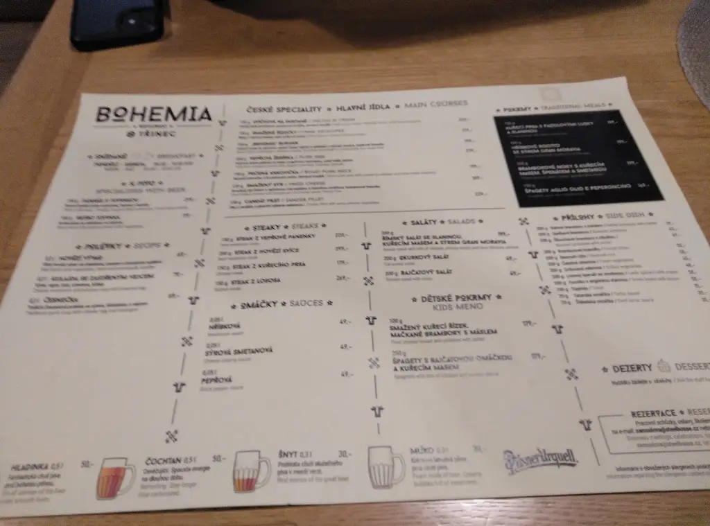 Menu_Restaurace BOHEMIA Třinec_Třinec_immagine_1
