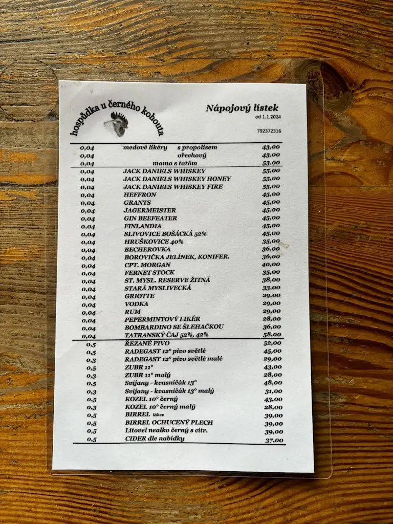 Menu_Restaurace U ČERNÉHO KOHOUTA_Třinec_image_1