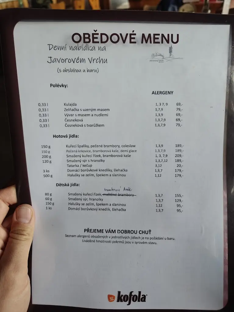 Menu_Javorový vrch chata_Třinec_image_1