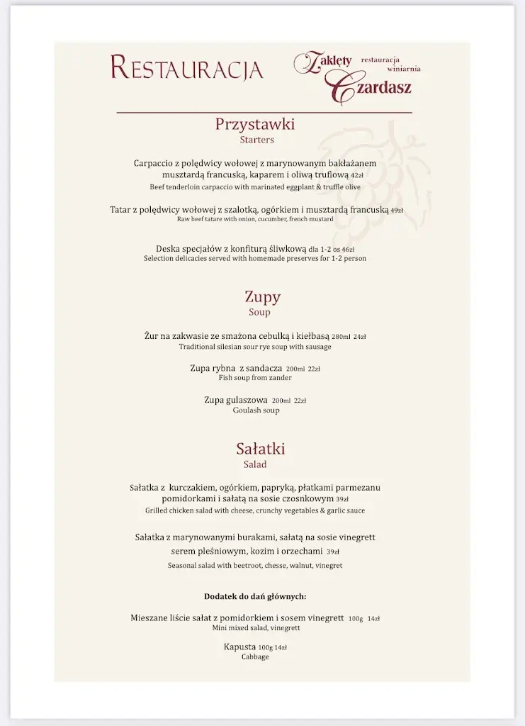 Menu_Zaklęty Czardasz_Katovice_image_1