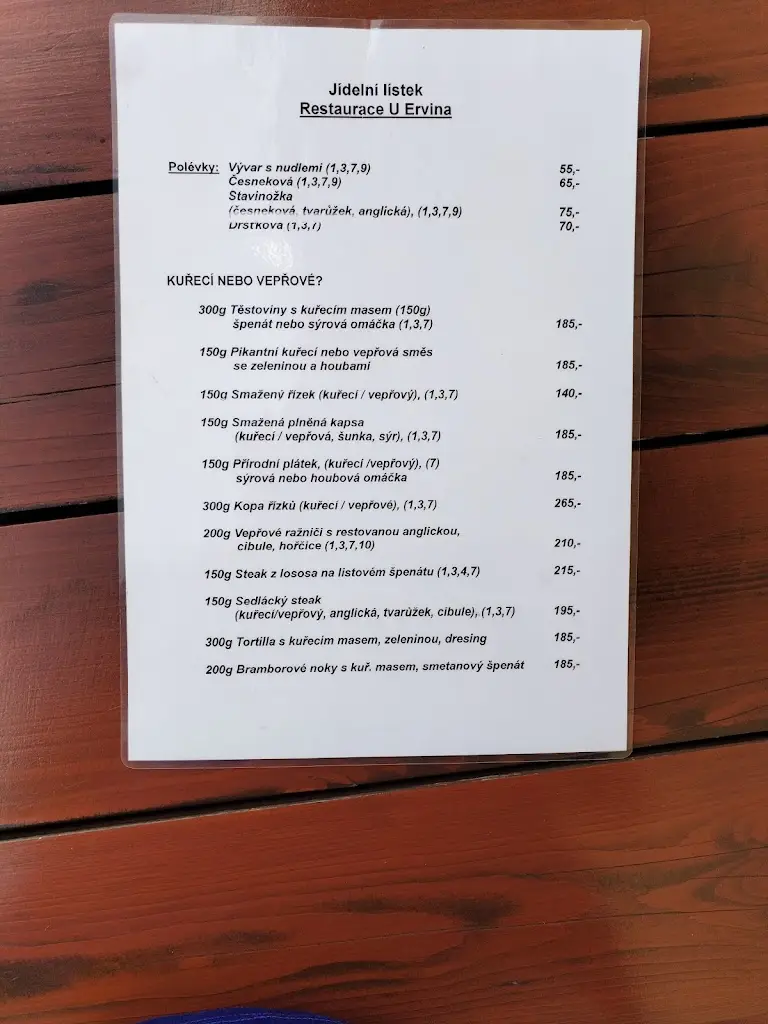 Menu_Restaurace U Ervína_Hlubočky_image_1