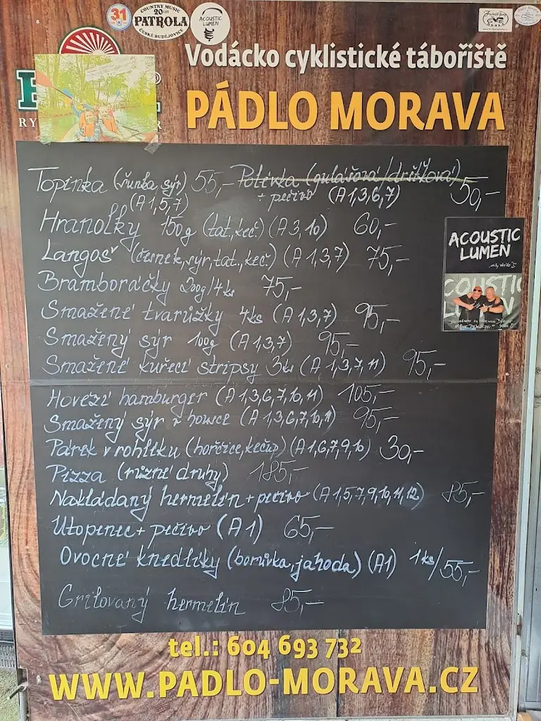 Menu_PÁDLO MORAVA cyklisticko- vodacký kemp_Horka nad Moravou_image_1