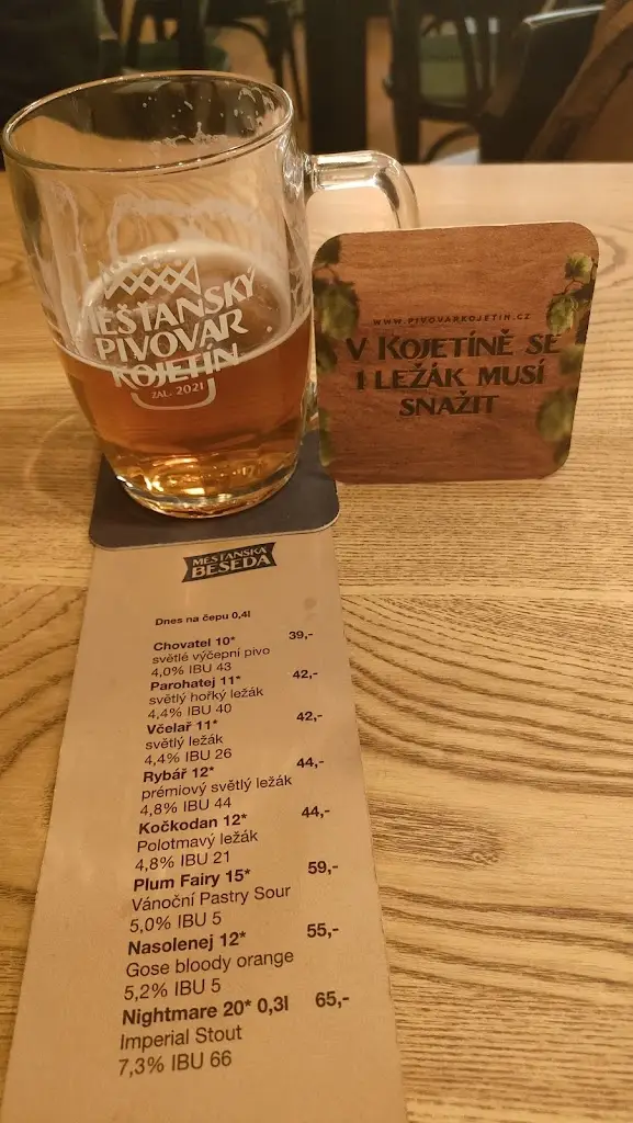 Menu_Měšťanský pivovar Kojetín, a.s._Kojetín_image_1