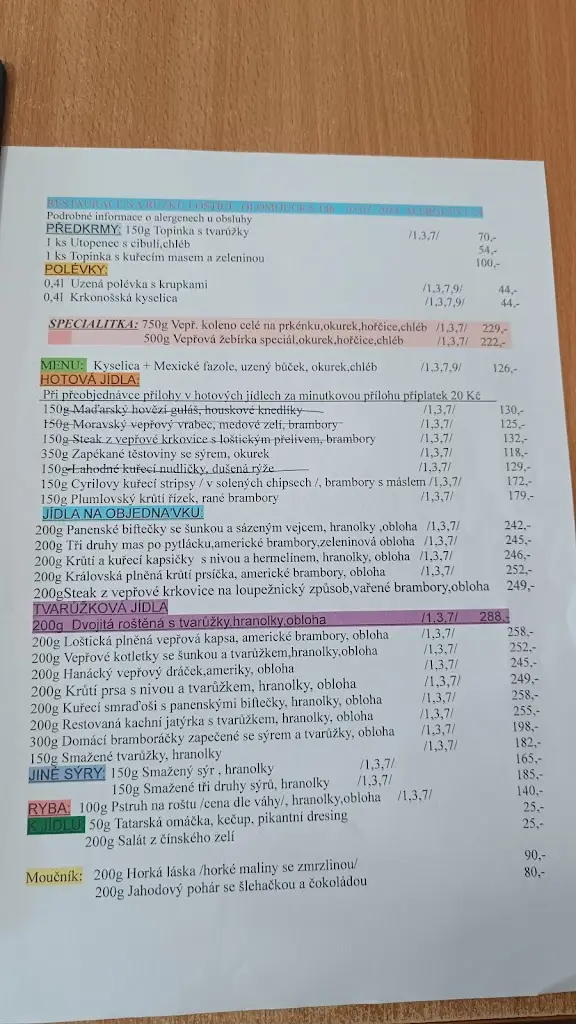 Menu_Restaurace Na Růžku_Loštice_image_1
