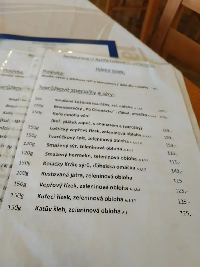 Menu_Pivnice U Rytíře_Loštice_image_2