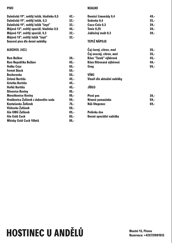 Menu_Hostinec U Andělů_Přerov_immagine_4