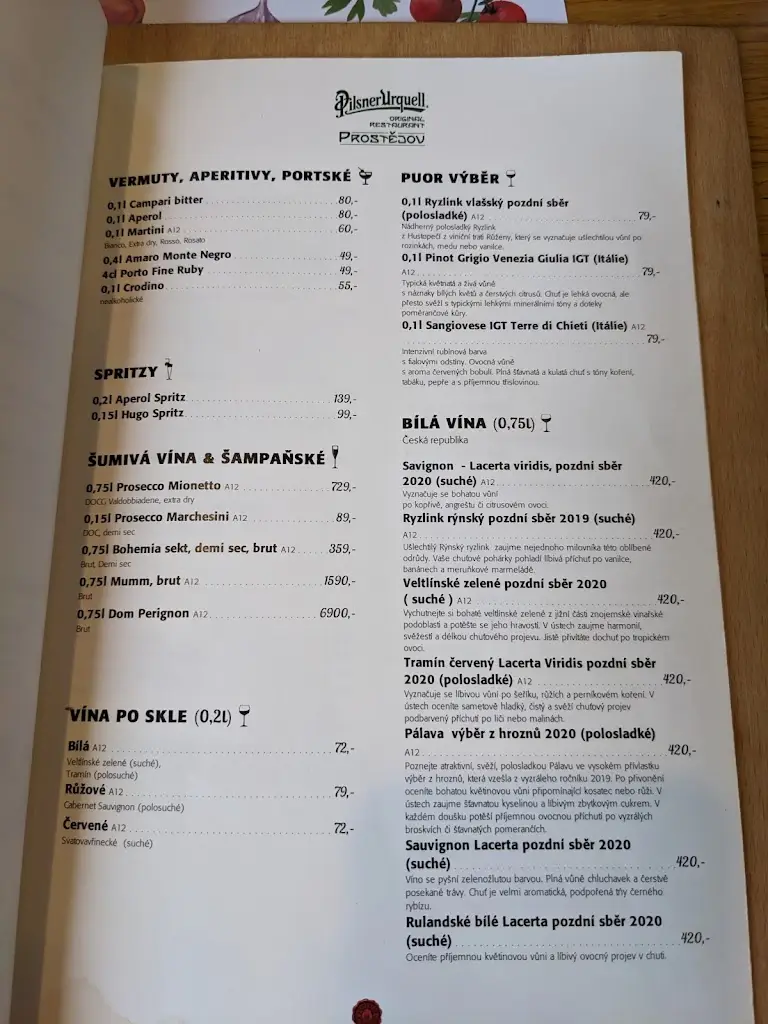Menu_Pilsner Urquell Original Restaurant Prostějov - Plzeňská restaurace_Prostějov_image_1