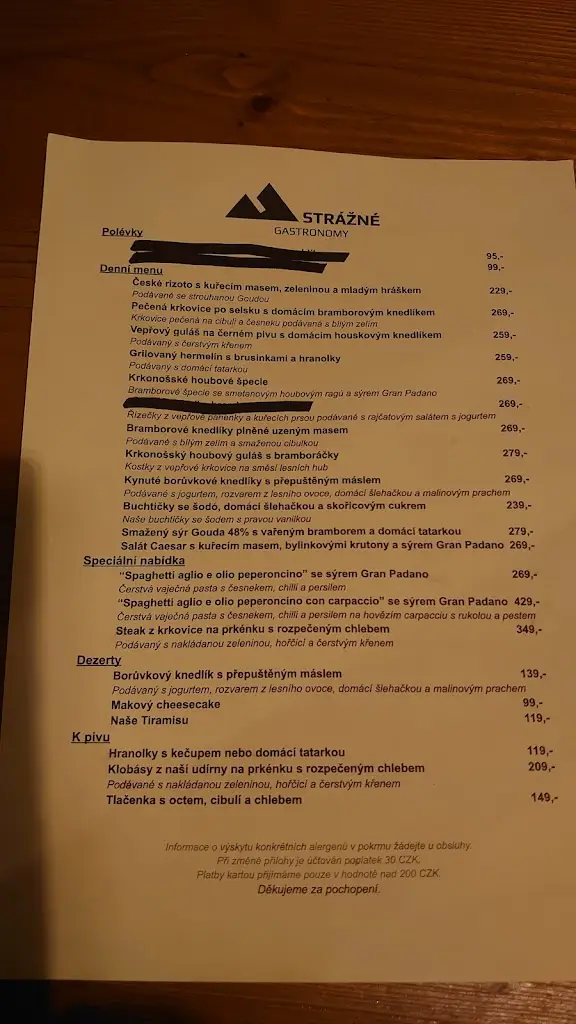 Menu_Obecní restaurace Strážné_Strážná_immagine_3